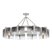 Golden Lighting Aenon 36in 10-Light Semi-Flush Mount | Rustic Pewter and Smoky Water Glass | Dining Room & Foyer | Model 3164-10SF PW-SWG