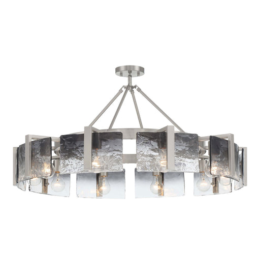 Golden Lighting Aenon 36in 10-Light Semi-Flush Mount | Rustic Pewter and Smoky Water Glass | Dining Room & Foyer | Model 3164-10SF PW-SWG