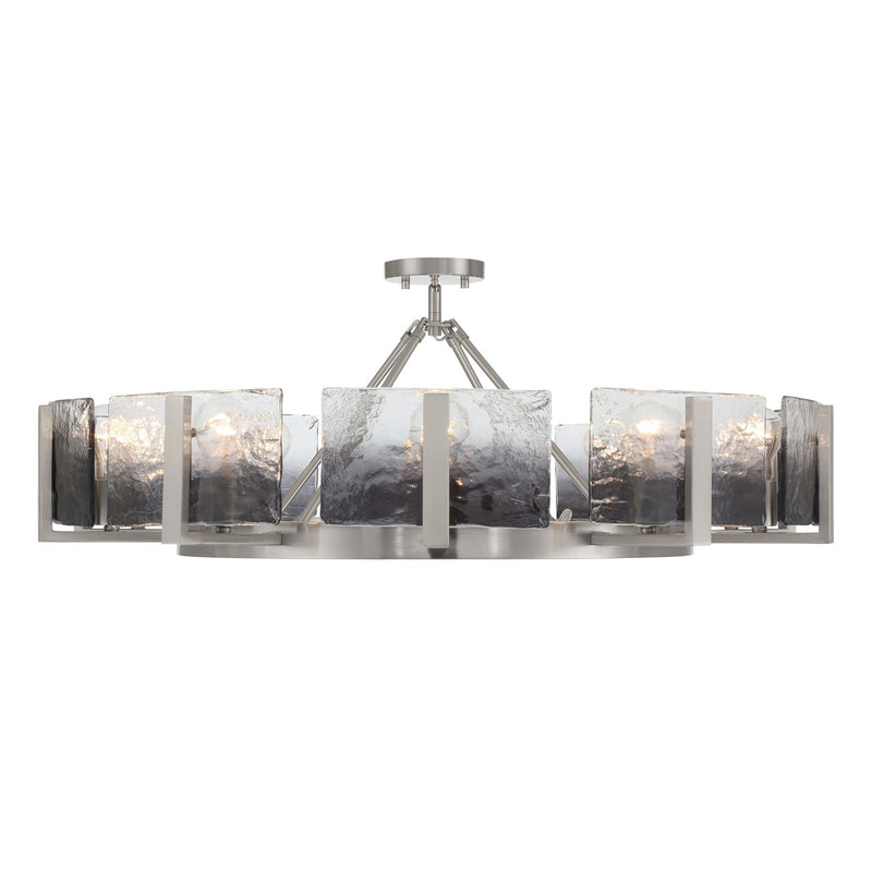 Golden Lighting Aenon 36in 10-Light Semi-Flush Mount | Rustic Pewter and Smoky Water Glass | Dining Room & Foyer | Model 3164-10SF PW-SWG
