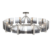 Golden Lighting Aenon 36in 10-Light Semi-Flush Mount | Rustic Pewter and Smoky Water Glass | Dining Room & Foyer | Model 3164-10SF PW-SWG