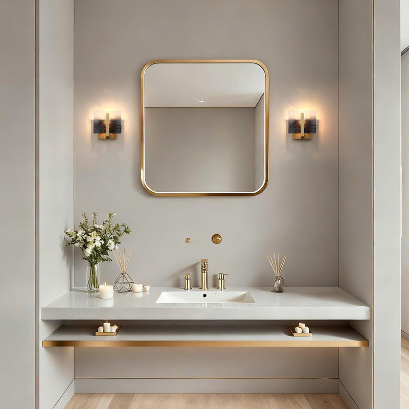 Golden Lighting Aenon 1-Light Wall Sconce | Rustic Brushed Champagne Brass and Smoky Water Glass | Hallway & Bathroom | Model 3164-1W BCB-SWG