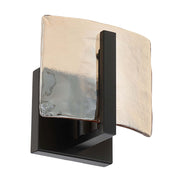 Golden Lighting Aenon 7in 1-Light Wall Sconce | Rustic Matte Black and Amber Water Glass | Bathroom & Hallway | Model 3164-1W BLK-AWG