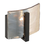 Golden Lighting Aenon 7in 1-Light Wall Sconce | Rustic Matte Black and Amber Water Glass | Bathroom & Hallway | Model 3164-1W BLK-AWG