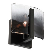 Golden Lighting Aenon 1-Light Wall Sconce | Rustic Matte Black and Smoky Water Glass | Hallway & Bathroom | 6.88 x 4 x 6.75 in | Model 3164-1W BLK-SWG