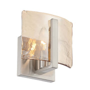 Golden Lighting Aenon 1-Light Wall Sconce | Rustic Pewter and Amber Water Glass | Bathroom & Hallway | 6.88 x 4 x 6.75 in | Model 3164-1W PW-AWG