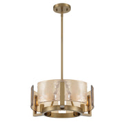 Golden Lighting Aenon 17in 3-Light Chandelier | Rustic Brushed Champagne Brass and Amber Water Glass | Dining Room & Foyer | Model 3164-3 BCB-AWG
