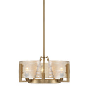 Golden Lighting Aenon 17in 3-Light Chandelier | Rustic Brushed Champagne Brass and Amber Water Glass | Dining Room & Foyer | Model 3164-3 BCB-AWG