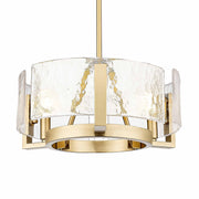 Golden Lighting Aenon 17in 3-Light Chandelier | Rustic Brushed Champagne Brass and Amber Water Glass | Dining Room & Foyer | Model 3164-3 BCB-AWG