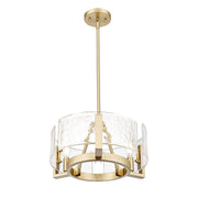 Golden Lighting Aenon 17in 3-Light Chandelier | Rustic Brushed Champagne Brass and Amber Water Glass | Dining Room & Foyer | Model 3164-3 BCB-AWG