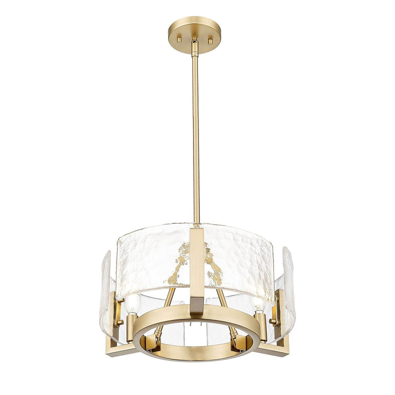 Golden Lighting Aenon 17in 3-Light Chandelier | Rustic Brushed Champagne Brass and Amber Water Glass | Dining Room & Foyer | Model 3164-3 BCB-AWG