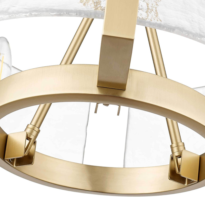 Golden Lighting Aenon 17in 3-Light Chandelier | Rustic Brushed Champagne Brass and Amber Water Glass | Dining Room & Foyer | Model 3164-3 BCB-AWG