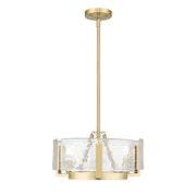 Golden Lighting Aenon 17in 3-Light Chandelier | Rustic Brushed Champagne Brass and Amber Water Glass | Dining Room & Foyer | Model 3164-3 BCB-AWG