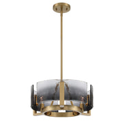Golden Lighting Aenon 16.5in 3-Light Chandelier | Rustic Lodge Brushed Champagne Brass and Smoky Water Glass | Dining Room | Model 3164-3 BCB-SWG