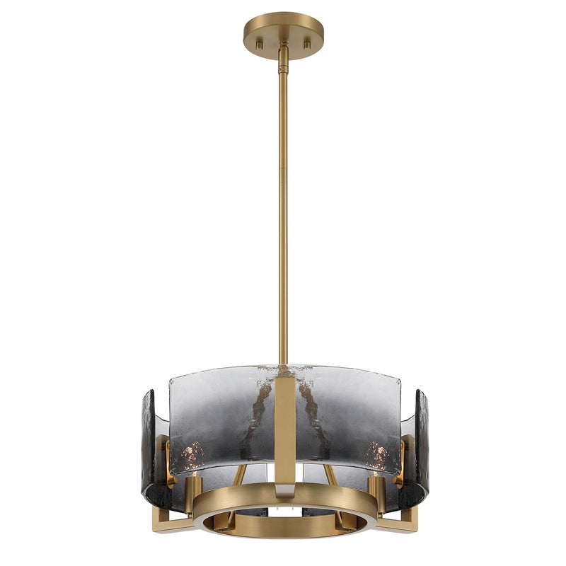 Golden Lighting Aenon 16.5in 3-Light Chandelier | Rustic Lodge Brushed Champagne Brass and Smoky Water Glass | Dining Room | Model 3164-3 BCB-SWG