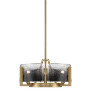 Golden Lighting Aenon 16.5in 3-Light Chandelier | Rustic Lodge Brushed Champagne Brass and Smoky Water Glass | Dining Room | Model 3164-3 BCB-SWG