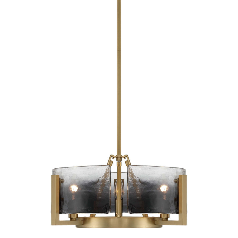 Golden Lighting Aenon 16.5in 3-Light Chandelier | Rustic Lodge Brushed Champagne Brass and Smoky Water Glass | Dining Room | Model 3164-3 BCB-SWG