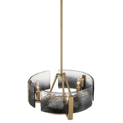 Golden Lighting Aenon 16.5in 3-Light Chandelier | Rustic Lodge Brushed Champagne Brass and Smoky Water Glass | Dining Room | Model 3164-3 BCB-SWG