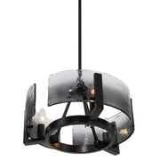 Golden Lighting Aenon 16in 3-Light Chandelier | Rustic Matte Black and Smoky Water Glass | Dining Room & Foyer | Model 3164-3 BLK-SWG