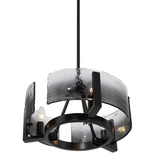 Golden Lighting Aenon 16in 3-Light Chandelier | Rustic Matte Black and Smoky Water Glass | Dining Room & Foyer | Model 3164-3 BLK-SWG
