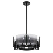 Golden Lighting Aenon 16in 3-Light Chandelier | Rustic Matte Black and Smoky Water Glass | Dining Room & Foyer | Model 3164-3 BLK-SWG