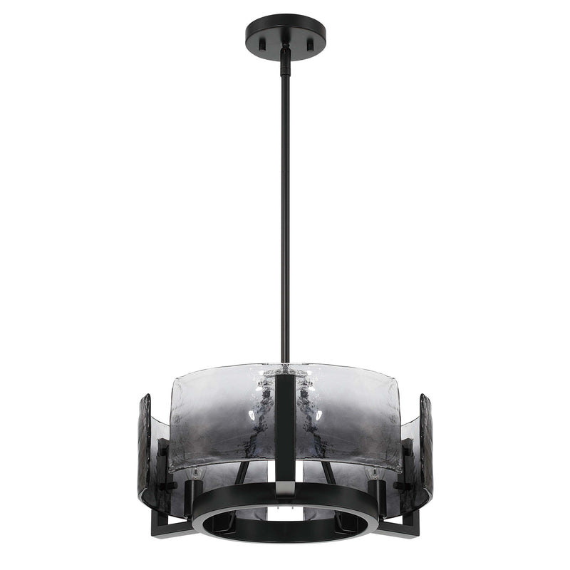 Golden Lighting Aenon 16in 3-Light Chandelier | Rustic Matte Black and Smoky Water Glass | Dining Room & Foyer | Model 3164-3 BLK-SWG