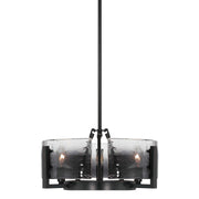 Golden Lighting Aenon 16in 3-Light Chandelier | Rustic Matte Black and Smoky Water Glass | Dining Room & Foyer | Model 3164-3 BLK-SWG