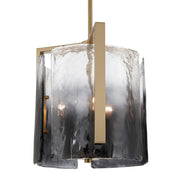 Golden Lighting Aenon 13in 3-Light Pendant | Rustic Brushed Champagne Brass and Smoky Water Glass | Kitchen Island & Dining | Model 3164-3P BCB-SWG