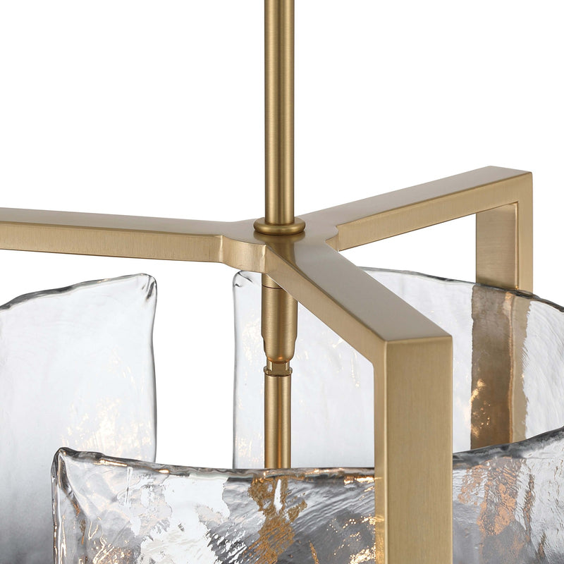 Golden Lighting Aenon 13in 3-Light Pendant | Rustic Brushed Champagne Brass and Smoky Water Glass | Kitchen Island & Dining | Model 3164-3P BCB-SWG