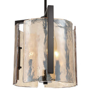 Golden Lighting Aenon 13in 3-Light Pendant | Rustic Matte Black and Amber Water Glass | Kitchen Island & Dining Room | Model 3164-3P BLK-AWG
