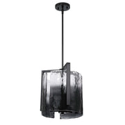 Golden Lighting Aenon 13in 3-Light Pendant | Rustic Matte Black and Smoky Water Glass | Kitchen Island & Dining Room | Model 3164-3P BLK-SWG