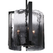 Golden Lighting Aenon 13in 3-Light Pendant | Rustic Matte Black and Smoky Water Glass | Kitchen Island & Dining Room | Model 3164-3P BLK-SWG