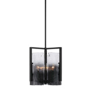 Golden Lighting Aenon 13in 3-Light Pendant | Rustic Matte Black and Smoky Water Glass | Kitchen Island & Dining Room | Model 3164-3P BLK-SWG