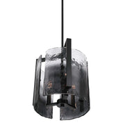 Golden Lighting Aenon 13in 3-Light Pendant | Rustic Matte Black and Smoky Water Glass | Kitchen Island & Dining Room | Model 3164-3P BLK-SWG
