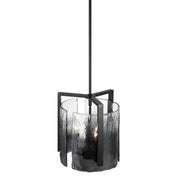 Golden Lighting Aenon 13in 3-Light Pendant | Rustic Matte Black and Smoky Water Glass | Kitchen Island & Dining Room | Model 3164-3P BLK-SWG