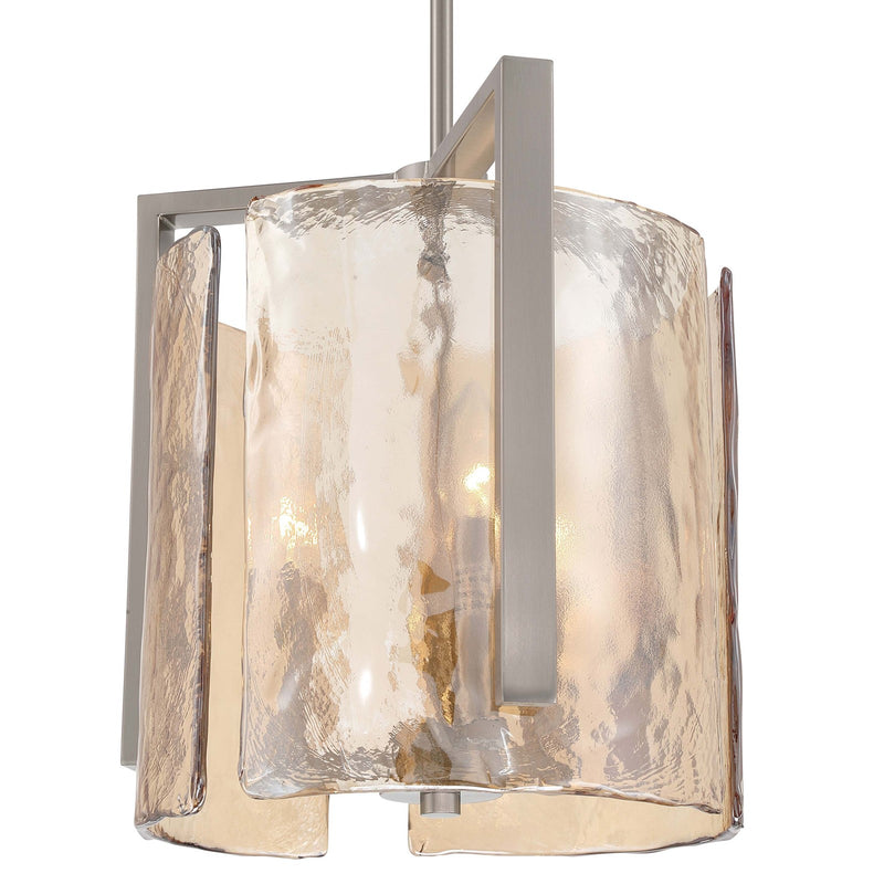 Golden Lighting Aenon 13in 3-Light Pendant | Rustic Pewter and Amber Water Glass | Kitchen Island & Dining Room | Model 3164-3P PW-AWG