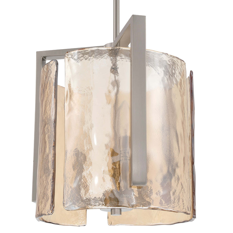 Golden Lighting Aenon 13in 3-Light Pendant | Rustic Pewter and Amber Water Glass | Kitchen Island & Dining Room | Model 3164-3P PW-AWG