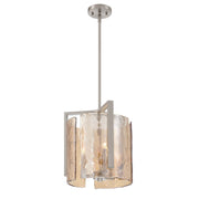 Golden Lighting Aenon 13in 3-Light Pendant | Rustic Pewter and Amber Water Glass | Kitchen Island & Dining Room | Model 3164-3P PW-AWG