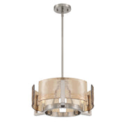 Golden Lighting Aenon 16in 3-Light Chandelier | Rustic Pewter and Amber Water Glass | Dining Room & Foyer | Model 3164-3 PW-AWG