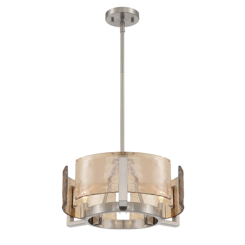 Golden Lighting Aenon 16in 3-Light Chandelier | Rustic Pewter and Amber Water Glass | Dining Room & Foyer | Model 3164-3 PW-AWG