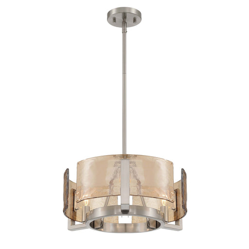 Golden Lighting Aenon 16in 3-Light Chandelier | Rustic Pewter and Amber Water Glass | Dining Room & Foyer | Model 3164-3 PW-AWG