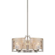 Golden Lighting Aenon 16in 3-Light Chandelier | Rustic Pewter and Amber Water Glass | Dining Room & Foyer | Model 3164-3 PW-AWG