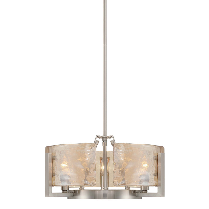 Golden Lighting Aenon 16in 3-Light Chandelier | Rustic Pewter and Amber Water Glass | Dining Room & Foyer | Model 3164-3 PW-AWG