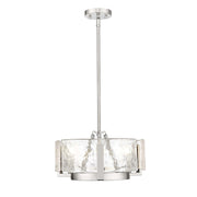 Golden Lighting Aenon 16in 3-Light Chandelier | Rustic Pewter and Hammered Water Glass | Dining Room & Foyer | Model 3164-3 PW-HWG