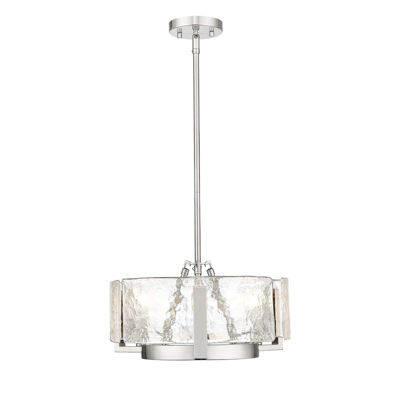 Golden Lighting Aenon 16in 3-Light Chandelier | Rustic Pewter and Hammered Water Glass | Dining Room & Foyer | Model 3164-3 PW-HWG