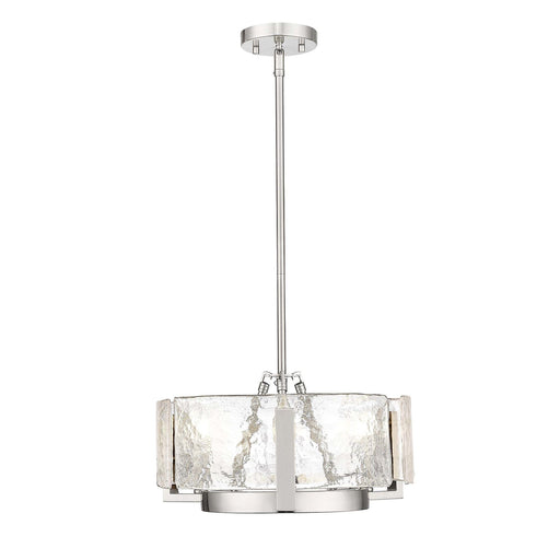 Golden Lighting Aenon 16in 3-Light Chandelier | Rustic Pewter and Hammered Water Glass | Dining Room & Foyer | Model 3164-3 PW-HWG
