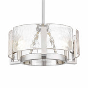 Golden Lighting Aenon 16in 3-Light Chandelier | Rustic Pewter and Hammered Water Glass | Dining Room & Foyer | Model 3164-3 PW-HWG
