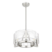 Golden Lighting Aenon 16in 3-Light Chandelier | Rustic Pewter and Hammered Water Glass | Dining Room & Foyer | Model 3164-3 PW-HWG