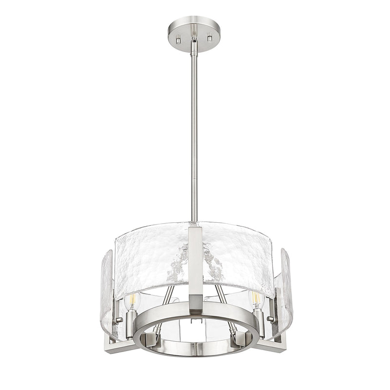 Golden Lighting Aenon 16in 3-Light Chandelier | Rustic Pewter and Hammered Water Glass | Dining Room & Foyer | Model 3164-3 PW-HWG