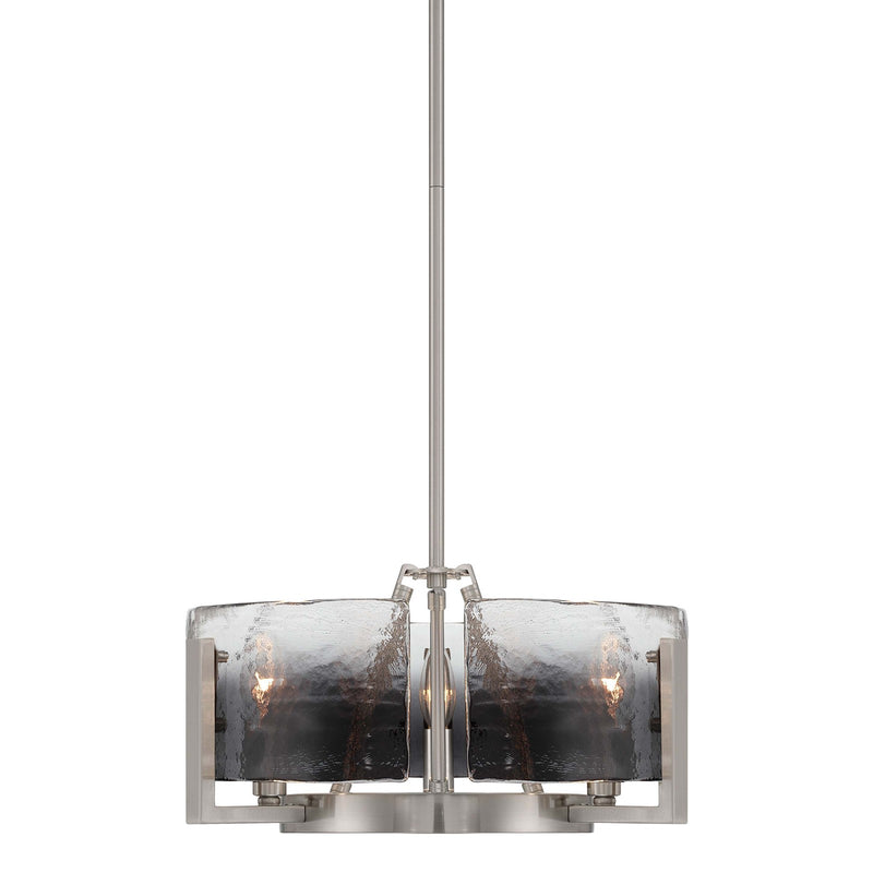 Golden Lighting Aenon 16in 3-Light Chandelier | Rustic Pewter and Smoky Water Glass | Dining Room & Foyer | Model 3164-3 PW-SWG