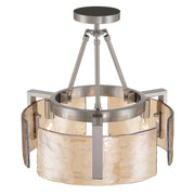 Golden Lighting Aenon 16.5in 3-Light Semi-Flush Mount | Rustic Pewter and Amber Water Glass | Entryway & Kitchen | Model 3164-3SF PW-AWG